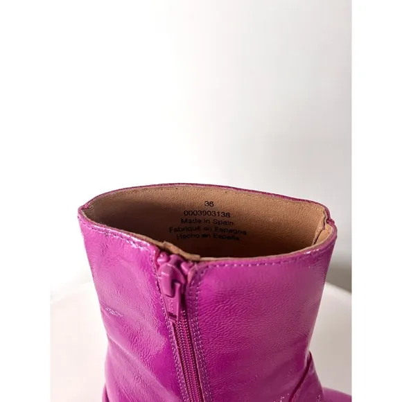 Free People Ruby Shine Magenta Leather Zip Women's Platform Boots NEW 36.5 6.5