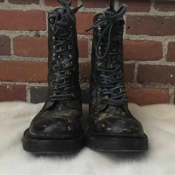 FREE PEOPLE SANTA FE LEATHER LACE-UP COMBAT BOOTS