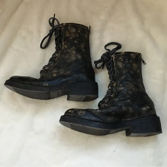 FREE PEOPLE SANTA FE LEATHER LACE-UP COMBAT BOOTS