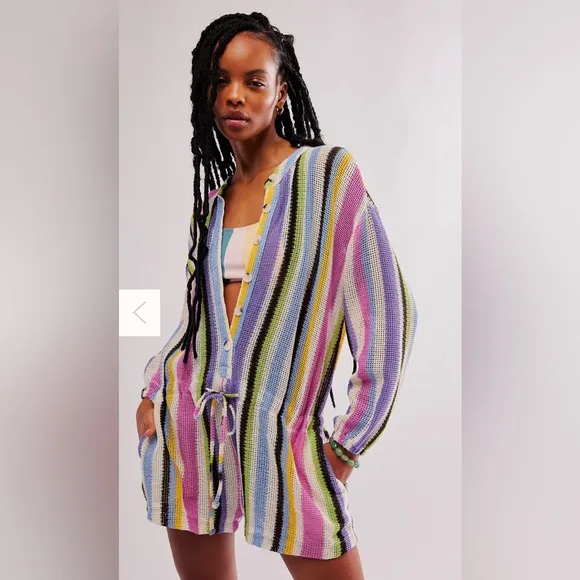 Free people Sun Up Stripe Romper, Small, Minor Flaw, NWOT