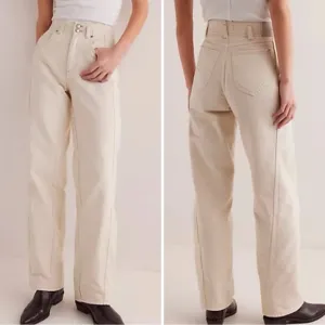 Free People We The Free Aster Ivory Denim Wide Straight Leg Jeans 32 NWT $98