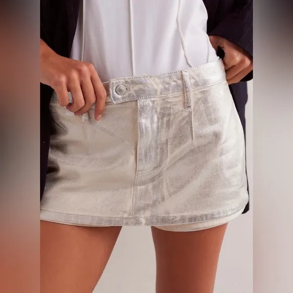 Free People We The Free Gallivanting Metallic Peekaboo Skort Size 29
