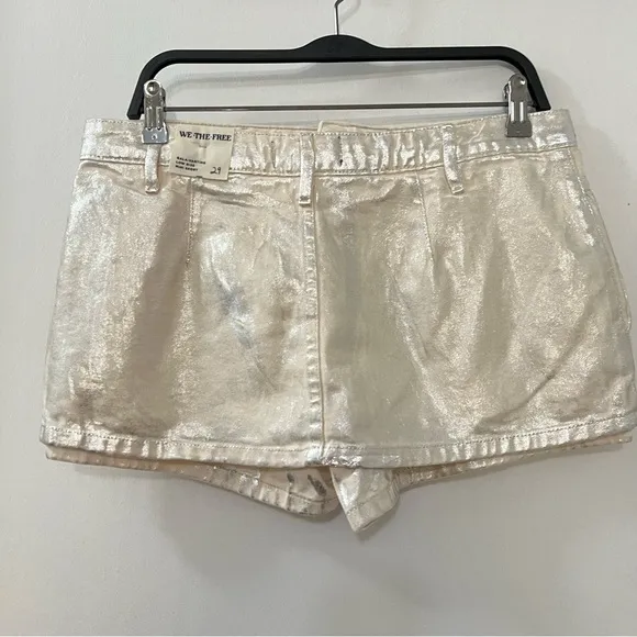 Free People We The Free Gallivanting Metallic Peekaboo Skort Size 29