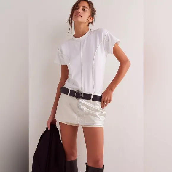 Free People We The Free Gallivanting Metallic Peekaboo Skort Size 29