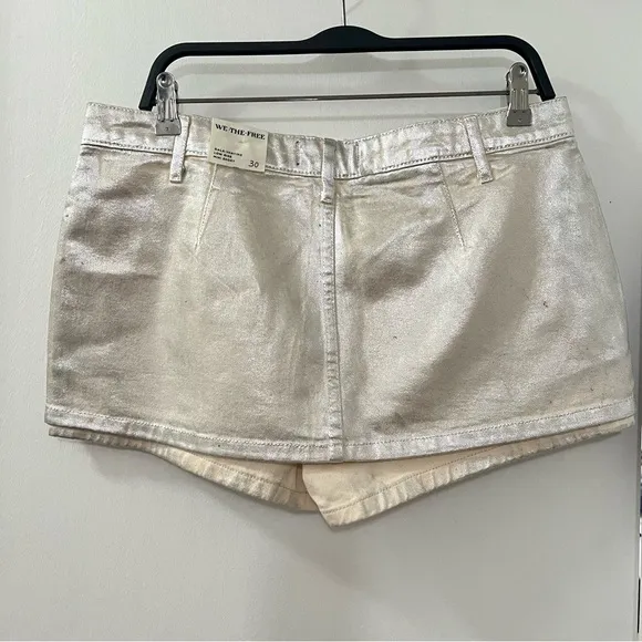 Free People We The Free Gallivanting Metallic Peekaboo Skort Size 30
