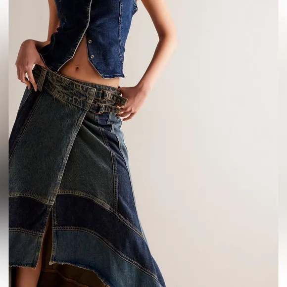 Free People We the Free New Rules Denim Maxi Skirt NWOT