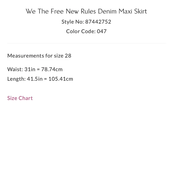 Free People We the Free New Rules Denim Maxi Skirt NWOT