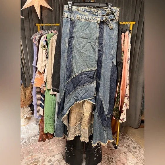 Free People We the Free New Rules Denim Maxi Skirt NWOT