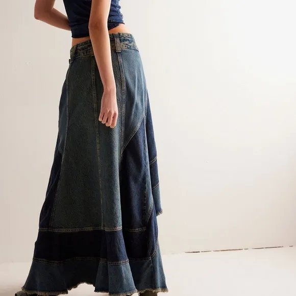 Free People We the Free New Rules Denim Maxi Skirt NWOT