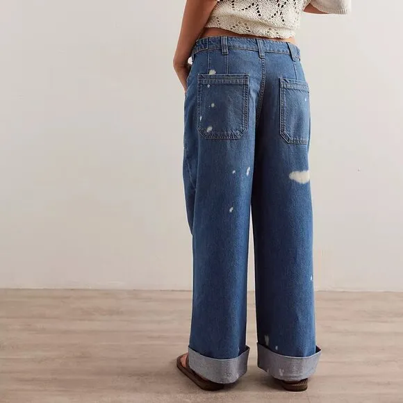 Free People We The Free Palmer Mid-Rise Cuffed Relaxed Fit Jeans Blue Size 25