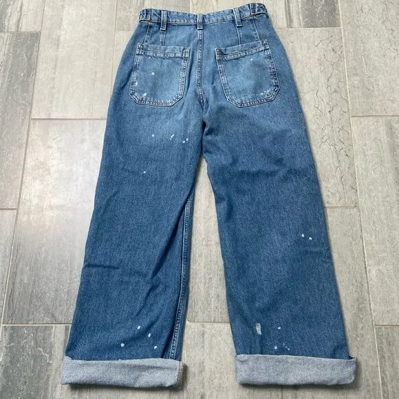 Free People We The Free Palmer Mid-Rise Cuffed Relaxed Fit Jeans Blue Size 25