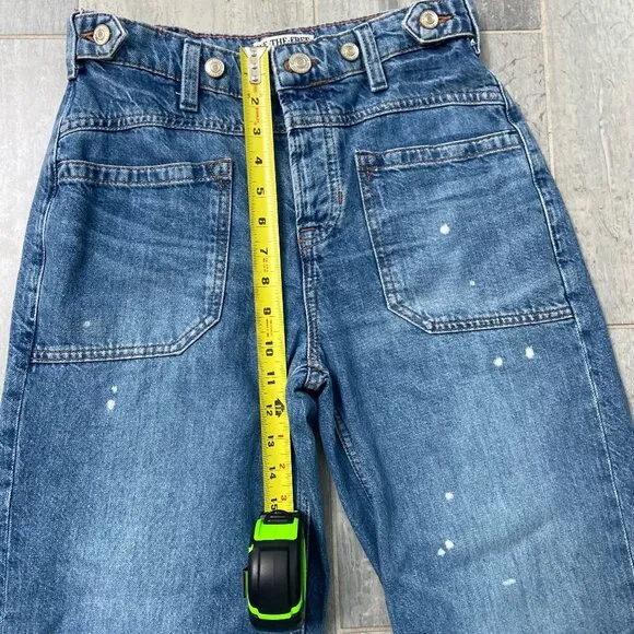 Free People We The Free Palmer Mid-Rise Cuffed Relaxed Fit Jeans Blue Size 25