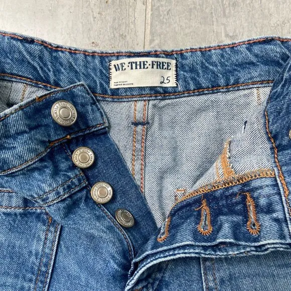 Free People We The Free Palmer Mid-Rise Cuffed Relaxed Fit Jeans Blue Size 25