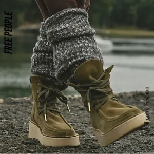 Free People Wedge Moccasin Ankle Boots &quot;Aiden&quot; New Size 36