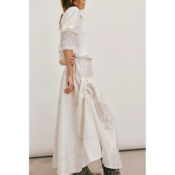 Free People x Yellowstone Emery Drop-Waist White Midi Skirt Size XS