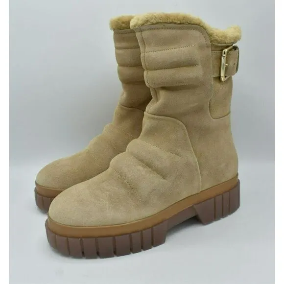 Free People Womens EUR 40 US 10 Fable Faux Fur Sand Suede Platform Winter Boots