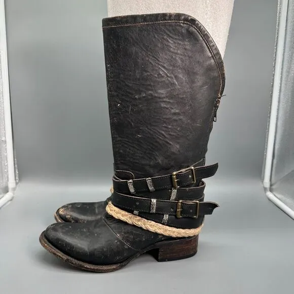Freebird by Steven Drover Women's 6 Black Leather Riding Boot Mid-Calf Western