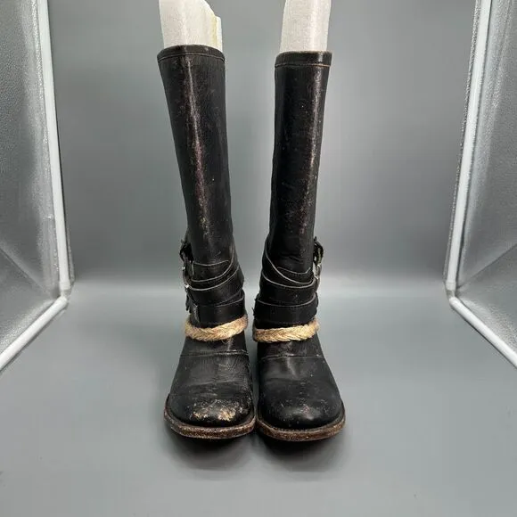 Freebird by Steven Drover Women's 6 Black Leather Riding Boot Mid-Calf Western