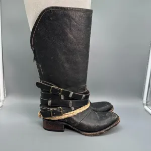 Freebird by Steven Drover Women's 6 Black Leather Riding Boot Mid-Calf Western