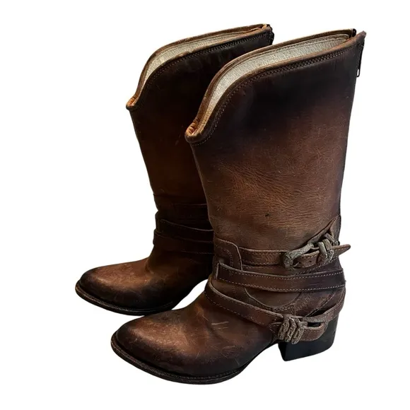 FREEBIRD by Steven Pikes Wrap Strap Boots, Sz 6