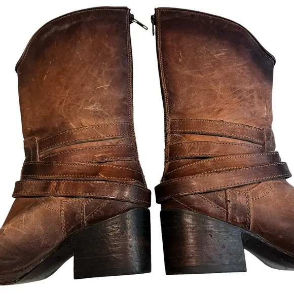 FREEBIRD by Steven Pikes Wrap Strap Boots, Sz 6