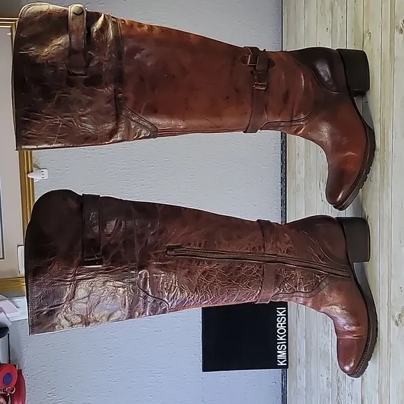 Freebird Steven‎ Quebec Leather Equestrian OTK Tall Boots Size 9 Cognac Sweet!