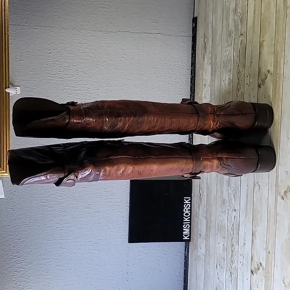 Freebird Steven‎ Quebec Leather Equestrian OTK Tall Boots Size 9 Cognac Sweet!