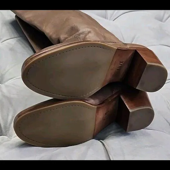 Frye 3470486 Jolene Brown Leather Knee High Riding Boots Womens Shoes 8.5 M $378