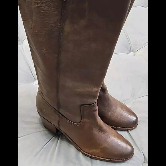 Frye 3470486 Jolene Brown Leather Knee High Riding Boots Womens Shoes 8.5 M $378