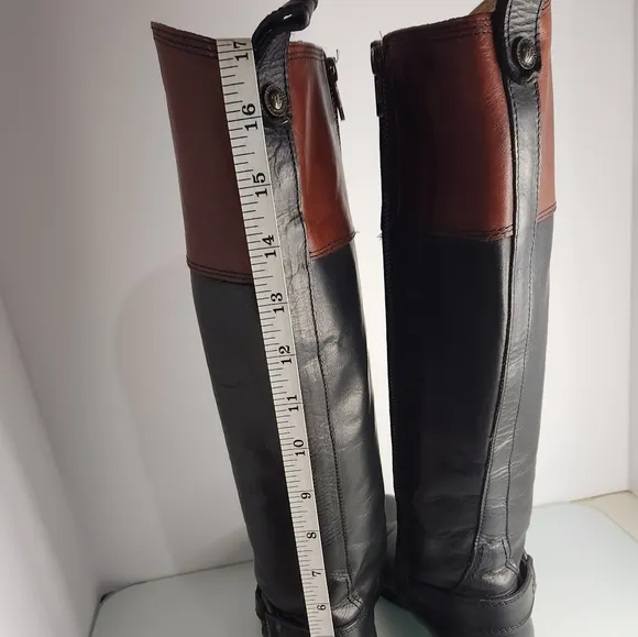 Frye 7B Melissa brown/black leather classic lowheeled British style riding boots
