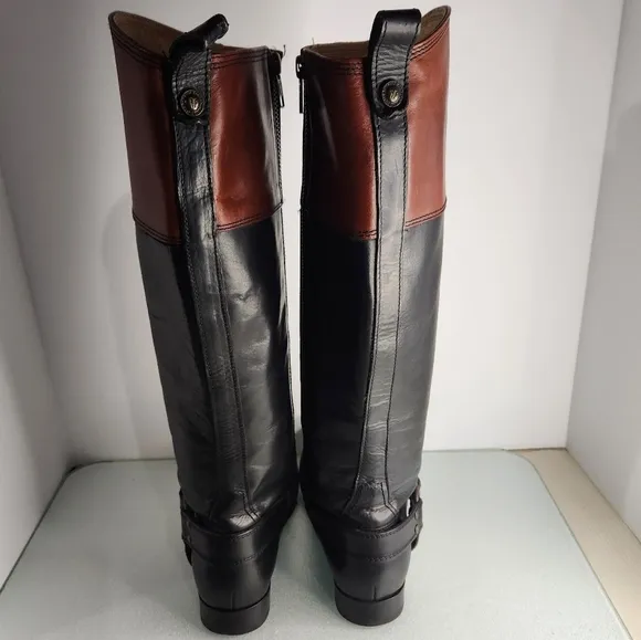 Frye 7B Melissa brown/black leather classic lowheeled British style riding boots