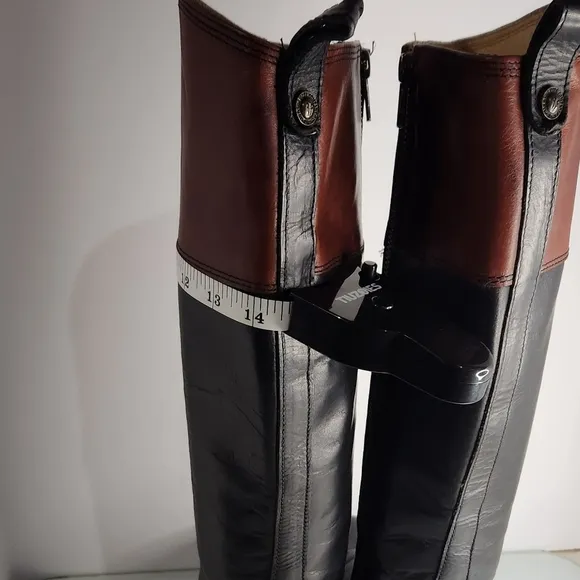 Frye 7B Melissa brown/black leather classic lowheeled British style riding boots