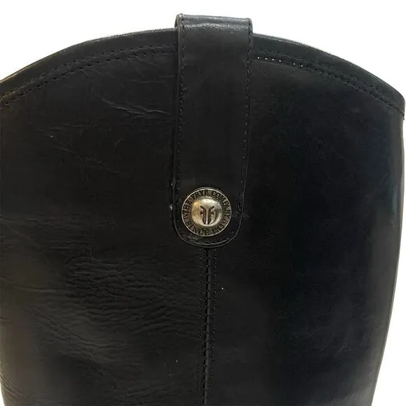 FRYE 7B Melissa Button Tall Boots Black Leather Riding Equestrian Classic VTG