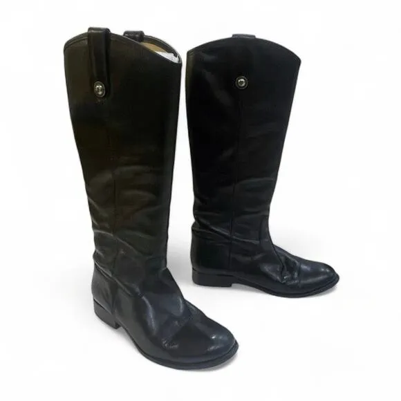 FRYE 7B Melissa Button Tall Boots Black Leather Riding Equestrian Classic VTG