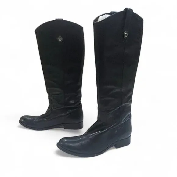 FRYE 7B Melissa Button Tall Boots Black Leather Riding Equestrian Classic VTG