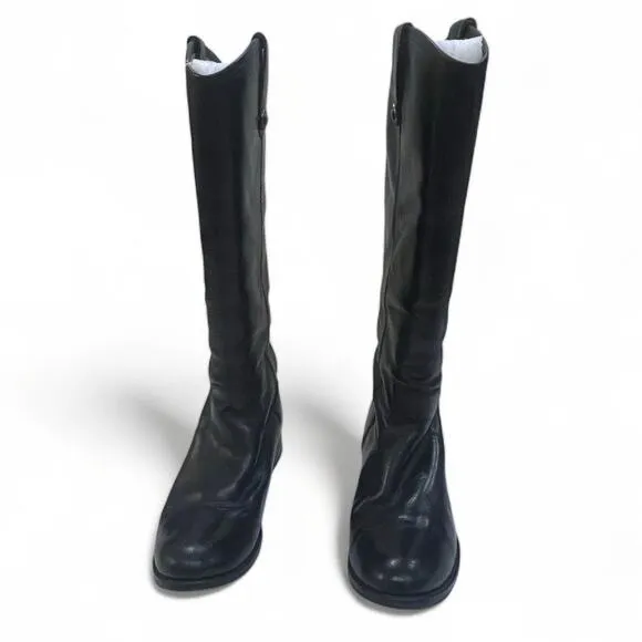 FRYE 7B Melissa Button Tall Boots Black Leather Riding Equestrian Classic VTG