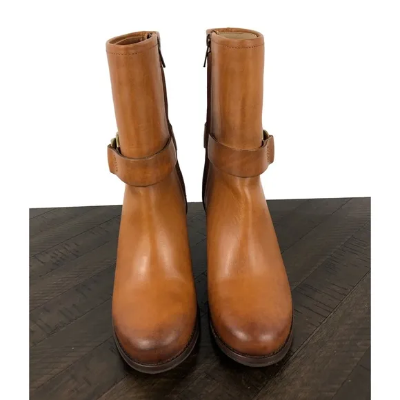 Frye Addie Harness Mid Brown Italian Leather Boots