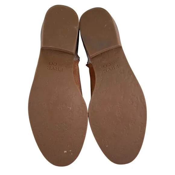 Frye and Co. Caden Leather Booties Women's 9 Brown Metallic V Cutout Almond Toe