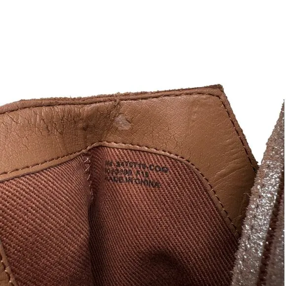 Frye and Co. Caden Leather Booties Women's 9 Brown Metallic V Cutout Almond Toe