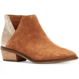 Frye and Co. Caden Leather Booties Women's 9 Brown Metallic V Cutout Almond Toe
