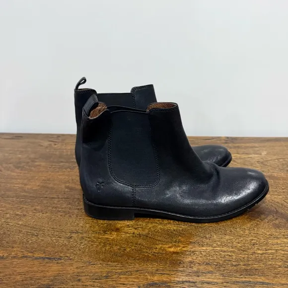 Frye Anna Chelsea Boot Black Leather Ankle Boots