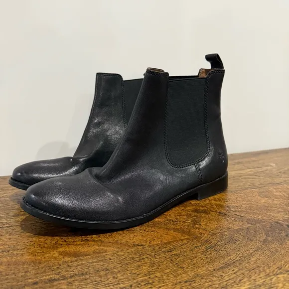Frye Anna Chelsea Boot Black Leather Ankle Boots