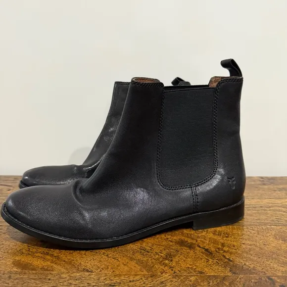 Frye Anna Chelsea Boot Black Leather Ankle Boots