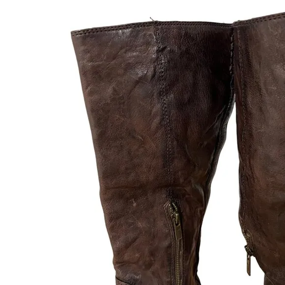 Frye Anna Inside Zip Knee High Brown Leather Equestrian Riding Boots Size 7