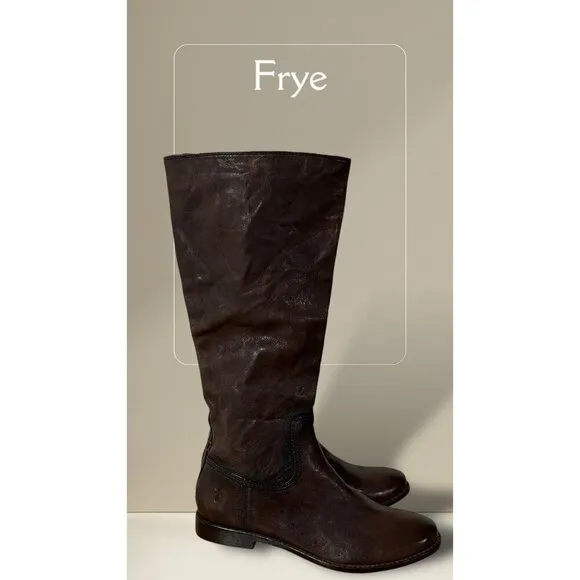 Frye Anna Inside Zip Knee High Brown Leather Equestrian Riding Boots Size 7