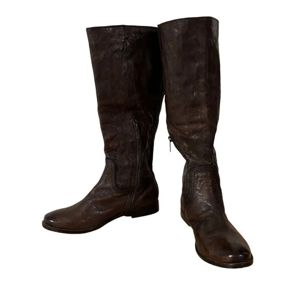 Frye Anna Inside Zip Knee High Brown Leather Equestrian Riding Boots Size 7
