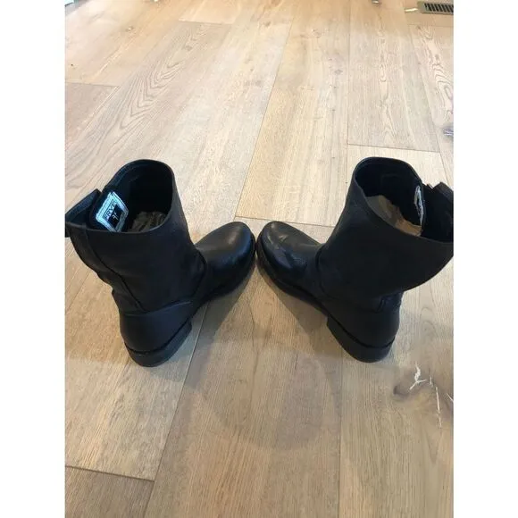 Frye Black Leather Moto Ankle Boots, Women’s 6