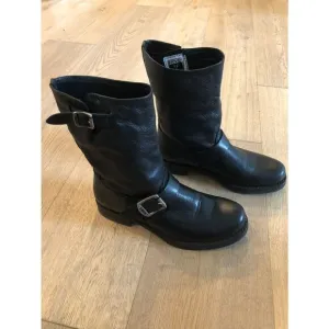 Frye Black Leather Moto Ankle Boots, Women’s 6