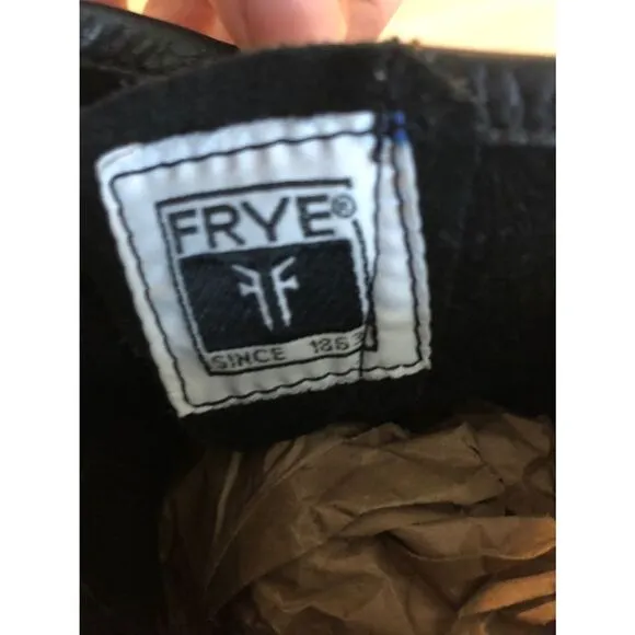 Frye Black Leather Moto Ankle Boots, Women’s 6