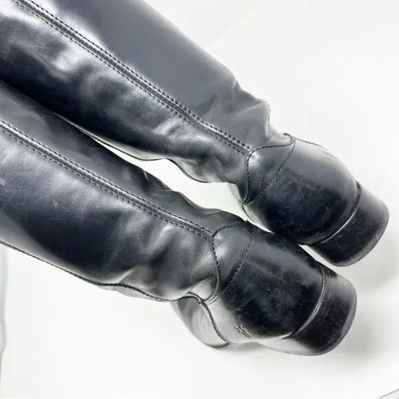 Frye Black Leather Tall Zip Riding Equestrian Boots Womans 7.5
